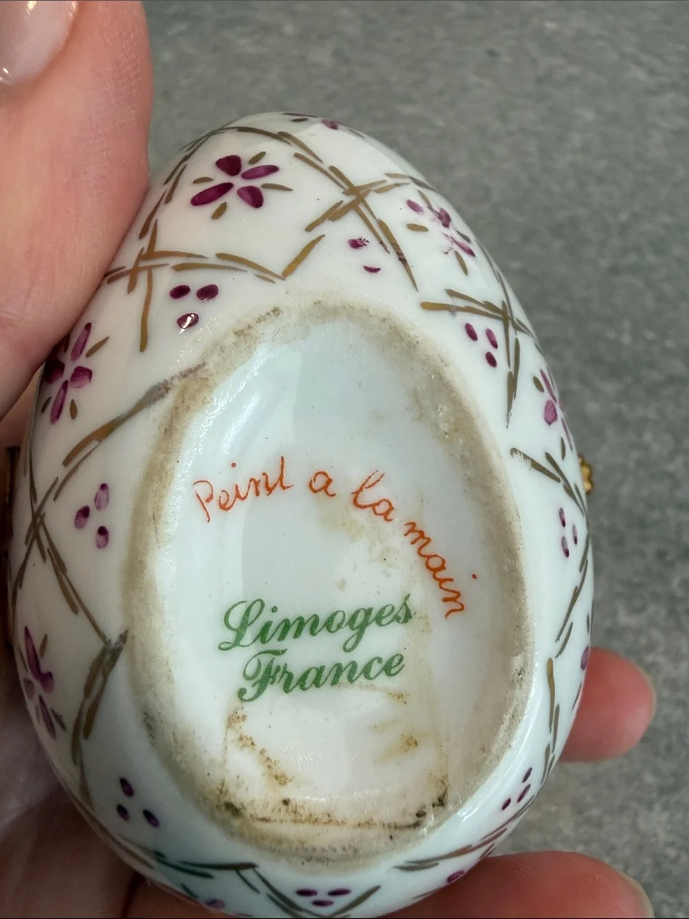 VTG Limoges White Porcelain Egg Trinket Box Hand Painted
